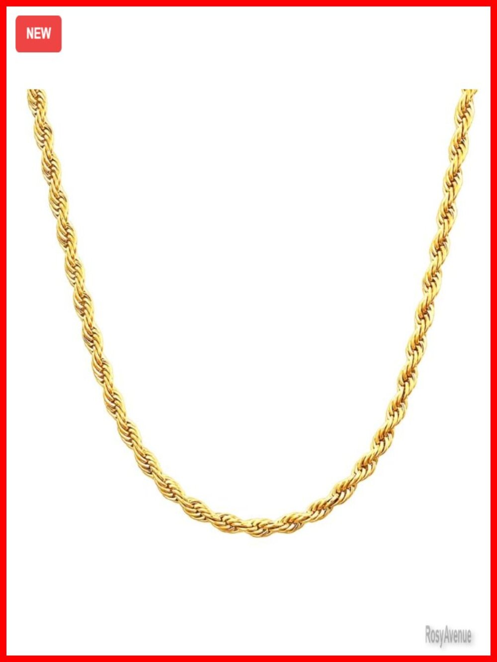 14K Solid Yellow Gold Rope Chain Necklace Unisex Polished Finish